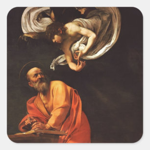 Inspiration Saint Matthew Caravaggio painting art  Square Sticker