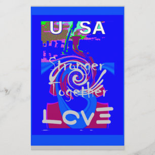 Inspiration USA We Are Stronger Together With Love Stationery