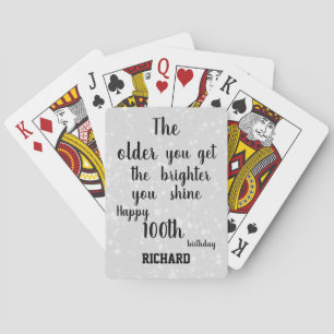Inspirational 100th Birthday Personalised Playing Cards