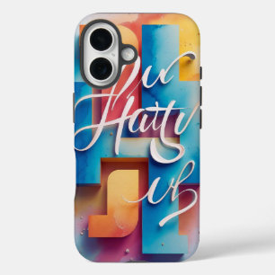 Inspirational 3D Typography – "Hate U" Gradien iPhone 16 Case