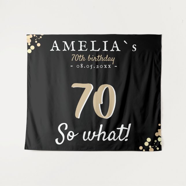Inspirational 70th Birthday Party Black Backdrop Tapestry (Front (Horizontal))