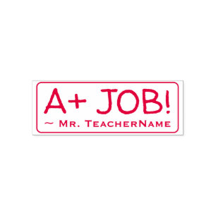 Inspirational "A+ JOB!" Grading Rubber Stamp