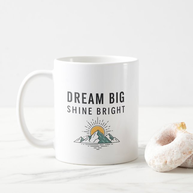 Inspirational Adventure Mountain Quote Ceramic Mug (With Donut)