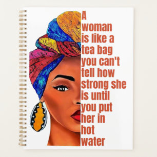 Inspirational African American Woman With Quote Planner