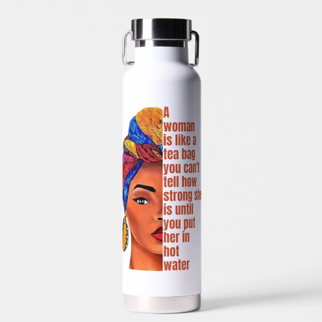  Inspirational African American Woman With Quote  Water Bottle (Front)