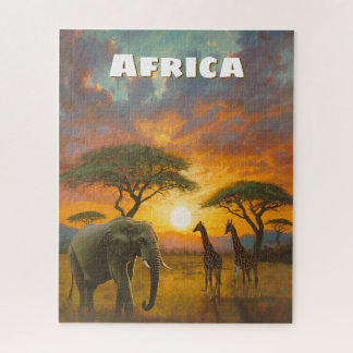 Inspirational African Elephant Giraffe Scenic Jigsaw Puzzle