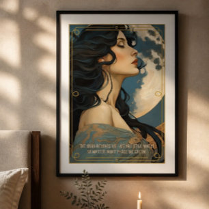 Inspirational AI Generated Woman and Moon Poster