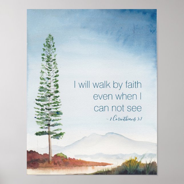 Inspirational and Spiritual Watercolor Mountains Poster (Front)