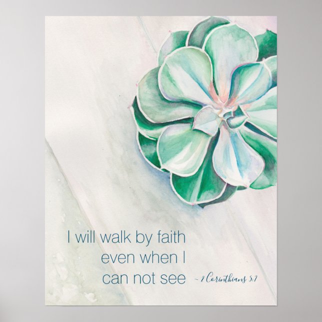 Inspirational and Spiritual Watercolor Succulent Poster (Front)