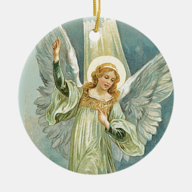 Inspirational Angel Christmas Ceramic Tree Decoration (Front)