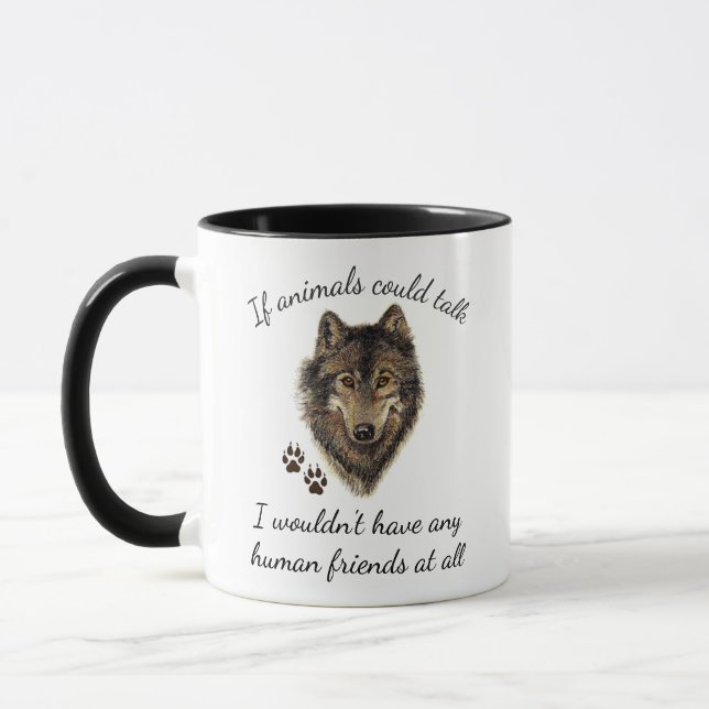Inspirational Animal Friends Wolf Fun Quote Mug (Left)