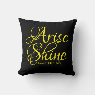 Inspirational Arise and Shine Faith Christmas Gold Cushion