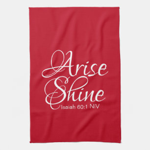 Inspirational Arise and Shine Faith Christmas Red Tea Towel