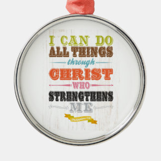 Inspirational Art - Christ Strengthens Me. Metal Tree Decoration