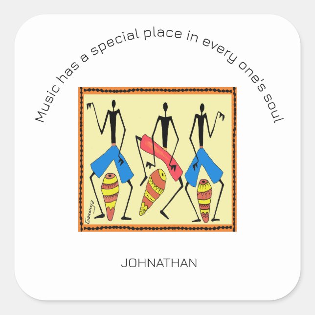 Inspirational, Awesome African drumming  Square Sticker (Front)