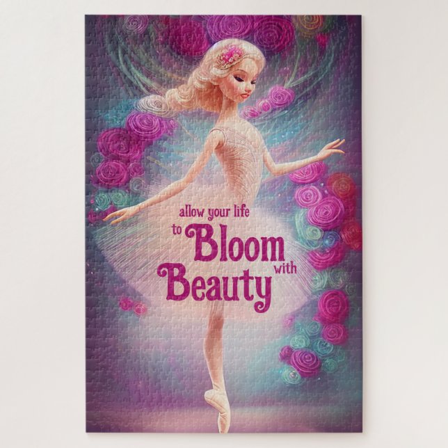 Inspirational Ballerina Roses Floral Ballet Dance Jigsaw Puzzle (Vertical)