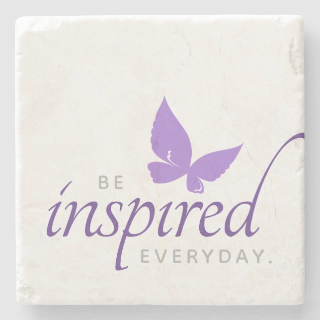 Inspirational Be Inspired Everyday Butterfly Stone Coaster (Front)