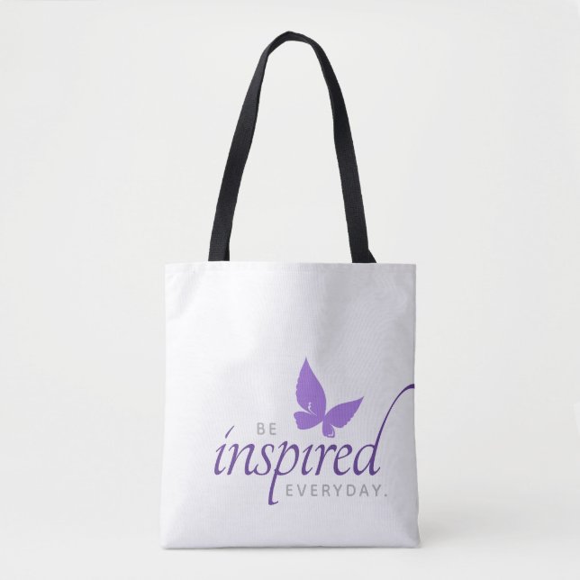 Inspirational Be Inspired Everyday Butterfly Tote Bag (Front)