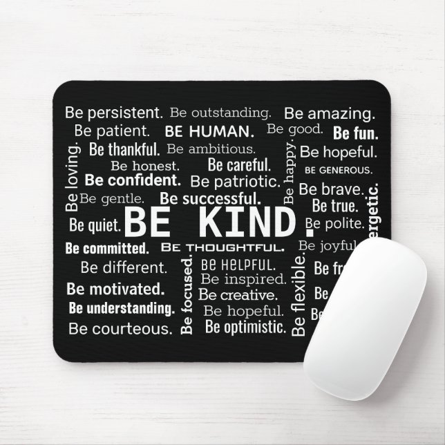 Inspirational BE KIND Word Cloud Mouse Mat (With Mouse)