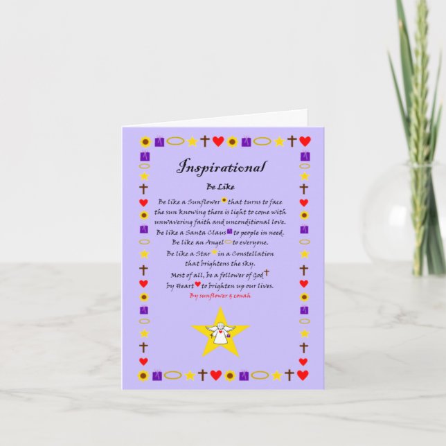 Inspirational "Be Like" Poem Greeting Card Purple (Front)