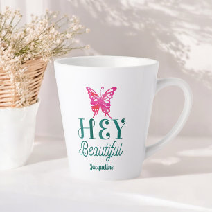 Inspirational Beauty Quote Hey Beautiful  Latte Mug