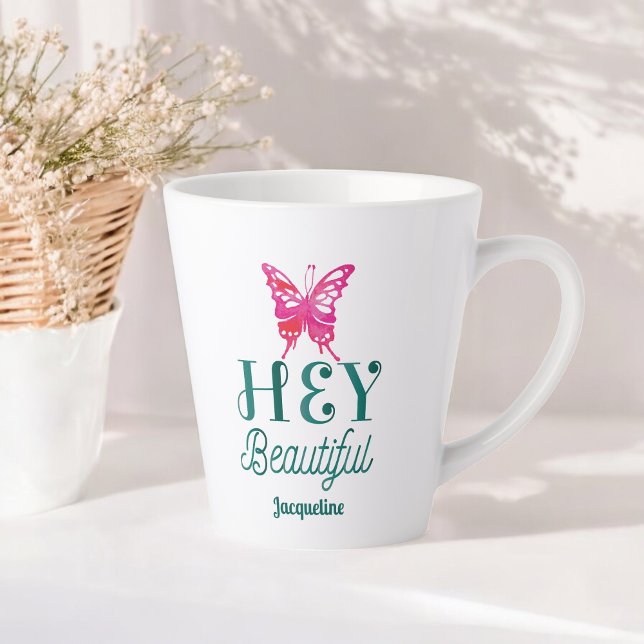 Inspirational Beauty Quote Hey Beautiful  Latte Mug (Creator Uploaded)