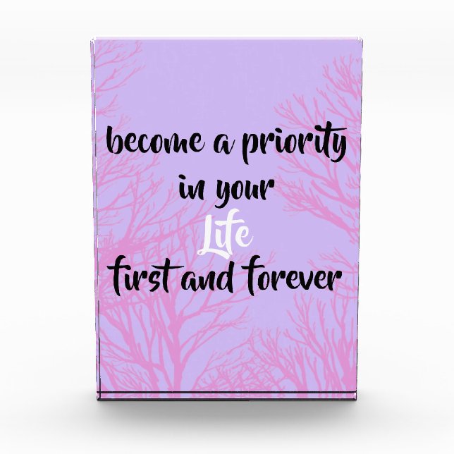 Inspirational Become A Priority Quote Photo Block (Front)