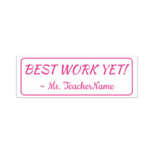 Inspirational "BEST WORK YET!" Tutor Rubber Stamp