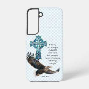 Inspirational Bible Blue Dot Eagle Celtic Cross Samsung Galaxy Case