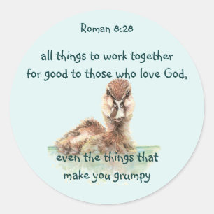 Inspirational Bible Quote Rom 8:28 Work together   Classic Round Sticker