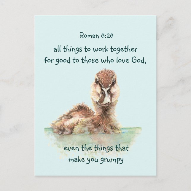 Inspirational Bible Quote Rom 8:28 Work together Postcard (Front)