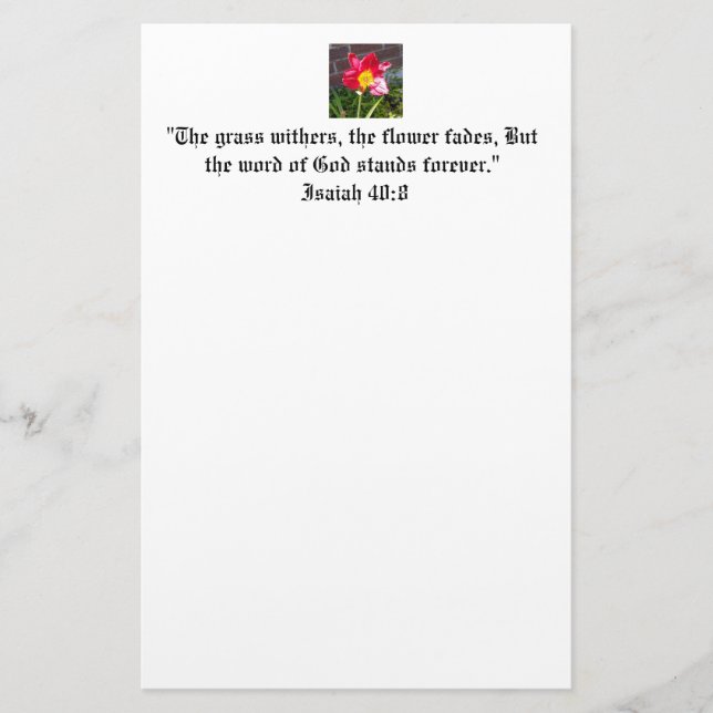 Inspirational Bible Quote Stationery (Front)