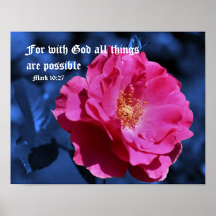 Inspirational Bible Quote With God Mark 10:27 Poster