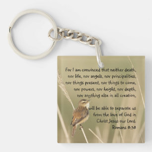 Inspirational Bible Scripture Quote Romans 8:38 Key Ring