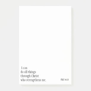 Inspirational Bible Scripture Quotes Phil 4:13 Post-it Notes