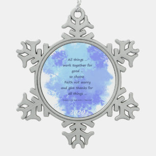 Inspirational Bible Scripture Quotes Snowflake Pewter Christmas Ornament