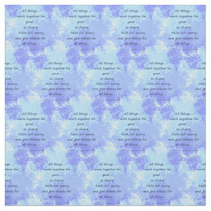 Inspirational Bible Scripture Quotes Soft Blues Fabric