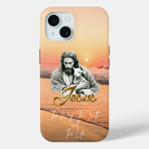 Inspirational Bible Sunset Seascape Jesus Lamb  iPhone 15 Case