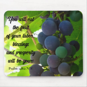 Inspirational Bible Verse Blessings Purple Grapes Mouse Mat