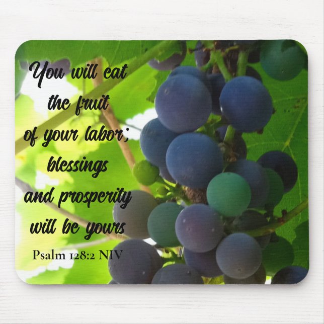 Inspirational Bible Verse Blessings Purple Grapes Mouse Mat (Front)