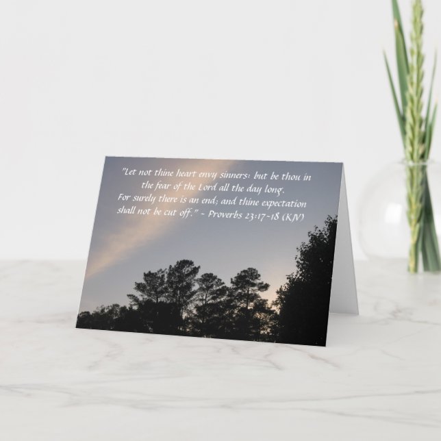 Inspirational Bible verse card - Proverbs 23:17-18 (Front)