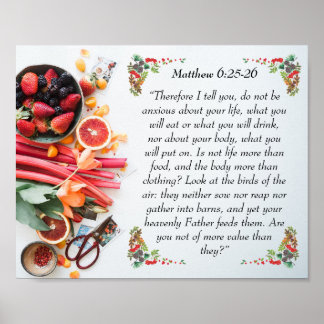 Inspirational bible verse from Matthew 6:25 Bible Poster