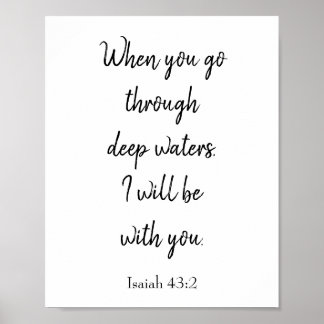 Inspirational Bible Verse I will be with you Poster