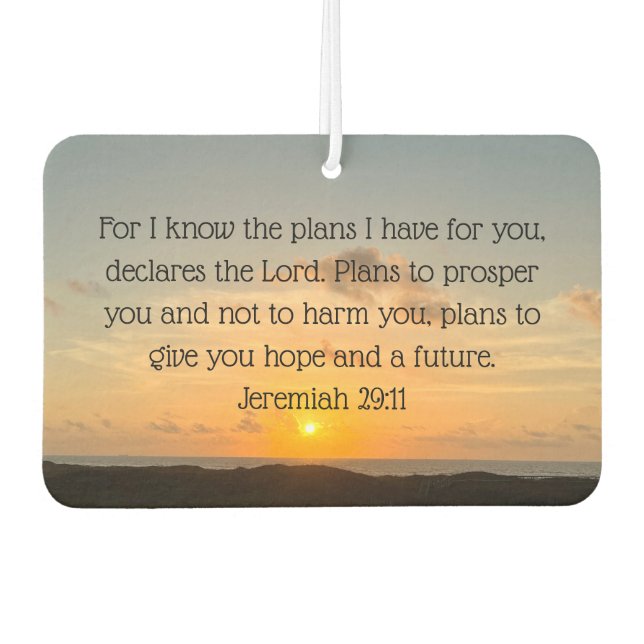 Inspirational Bible Verse Jeremiah 29:11 Christian Car Air Freshener (Front)