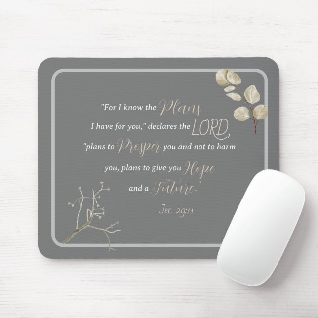 Inspirational Bible Verse Jeremiah 29:11 Mouse Mat (With Mouse)