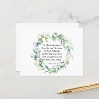 Inspirational Bible Verse Jeremiah 29:11 Postcard