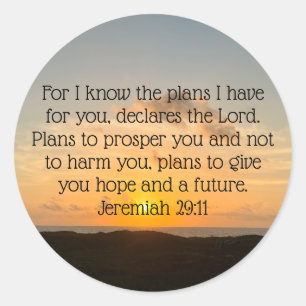 Inspirational Bible Verse Jeremiah 29:11 Sunrise Classic Round Sticker
