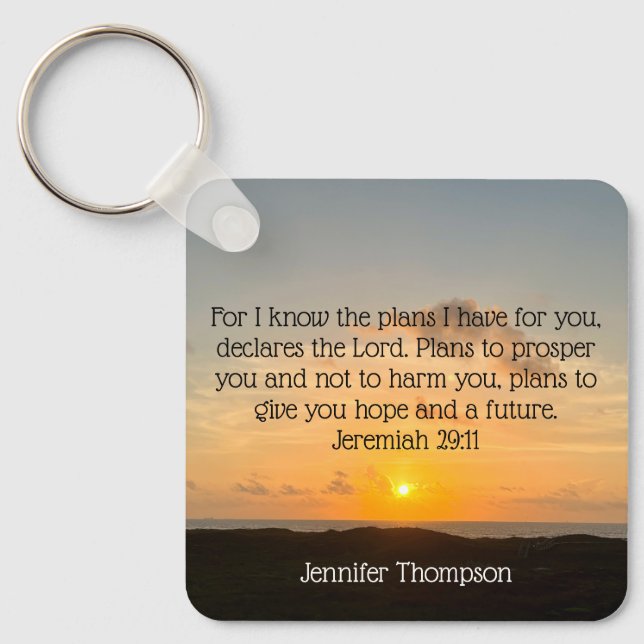 Inspirational Bible Verse Jeremiah 29:11 Sunrise Key Ring (Front)