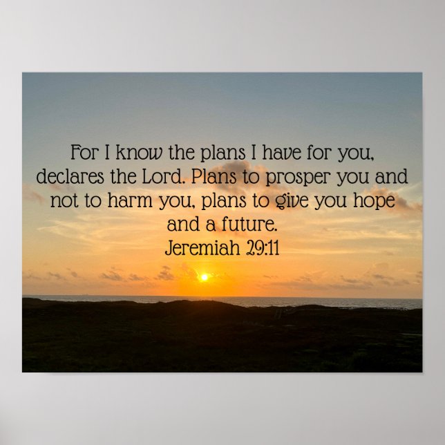 Inspirational Bible Verse Jeremiah 29:11 Sunrise Poster (Front)