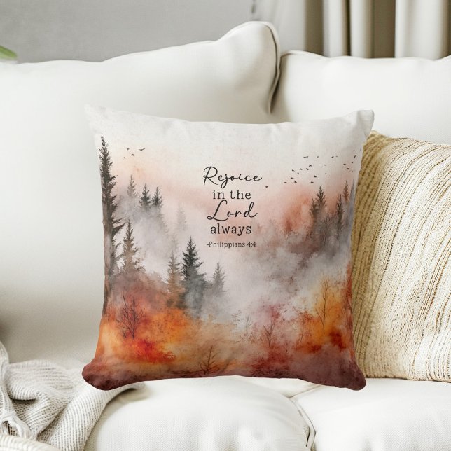 Inspirational Bible Verse Philippians 4:4 Nature  Cushion (Creator Uploaded)
